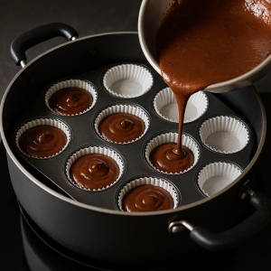 طرز تهیه کاپ کیک شکلاتی در قابلمه