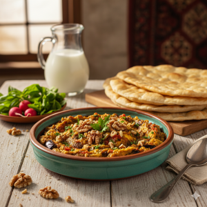 طرز تهیه میرزا قاسمی با گردو