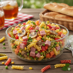 طرز تهیه سالاد ماکارونی با کالباس و قارچ